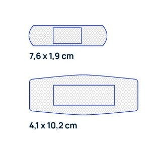 Zestaw plastrów dla wrażliwej skóry VitaHealth SENSITIVE, zdjęcie rozmiarów plastrów
