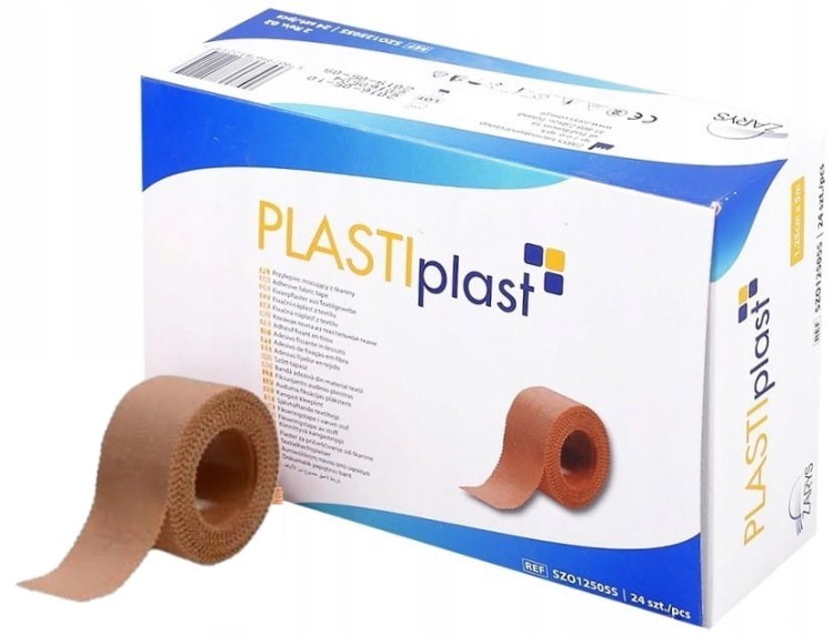 Przylepce mocujące z tkaniny PLASTIplast – cieliste, na rolce, rozmiar 1,25 cm x 5 m