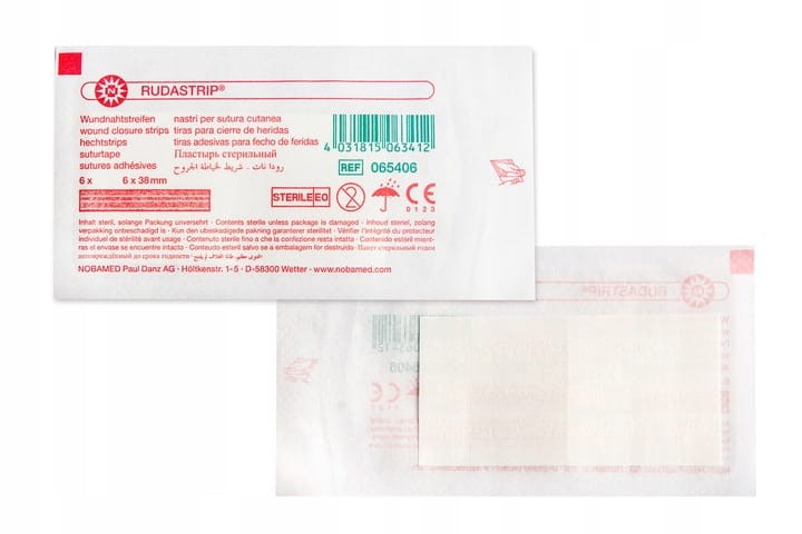 Paski do zamykania ran RUDASTRIP® – wzmocnione, samoprzylepne, rozmiar 6 x 38 mm