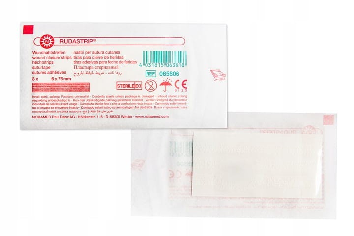 Paski do zamykania ran RUDASTRIP® – wzmocnione, samoprzylepne, rozmiar 6 x 75 mm