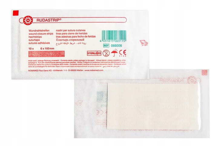 Paski do zamykania ran RUDASTRIP® – wzmocnione, samoprzylepne, rozmiar 6 x 100 mm