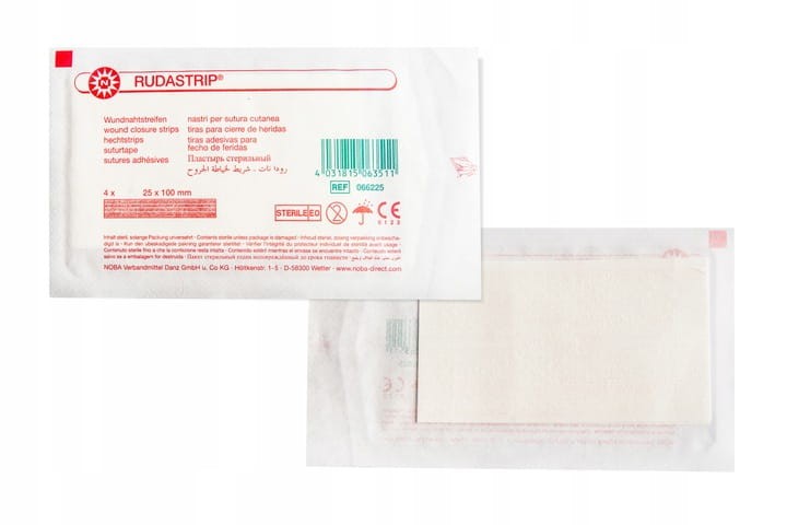 Paski do zamykania ran RUDASTRIP® – wzmocnione, samoprzylepne, rozmiar 25 x 100 mm
