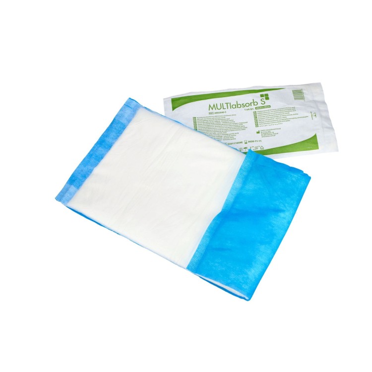 Kompresy wysokochłonne multiABSORB S – włókninowo‑celulozowe, sterylne, rozmiar 20 cm x 40 cm