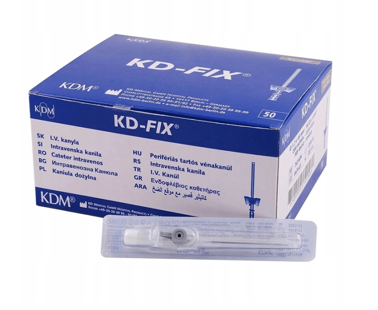 Kaniule KD-FIX - precyzyjne, medyczne, 50 szt. Rozmiar: 1,7mm x 45mm (16G) szare
