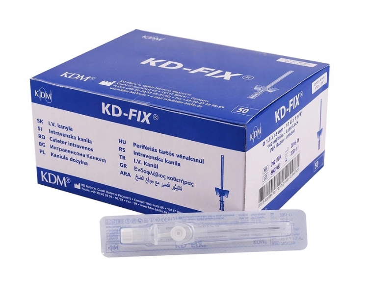 Kaniule KD-FIX - precyzyjne, medyczne, 50 szt. Rozmiar: 1,5mm x 45mm (17G) białe