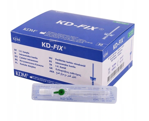 Kaniule KD-FIX - precyzyjne, medyczne, 50 szt. Rozmiar: 1,3mm x 45mm (18G) zielone