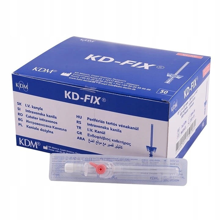 Kaniule KD-FIX - precyzyjne, medyczne, 50 szt. Rozmiar: 1,1mm x 32mm (20G) różowe