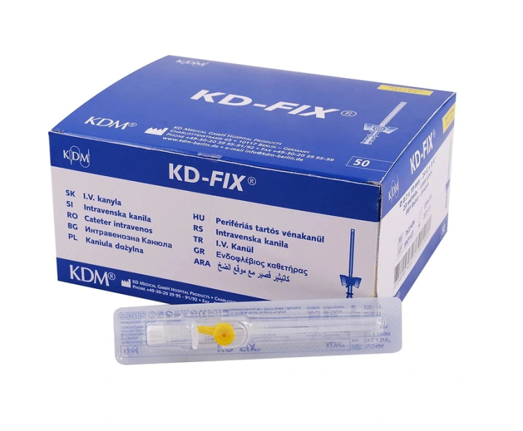 Kaniule KD-FIX - precyzyjne, medyczne, 50 szt. Rozmiar: 0,7mm x 19mm (24G) zółte