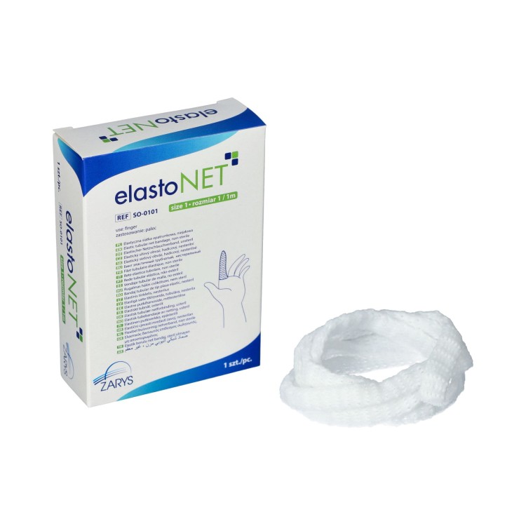 Elastyczna siatka opatrunkowa elastoNET – niejałowa, oddychająca, wygodna, Rozmiar 1 /1m