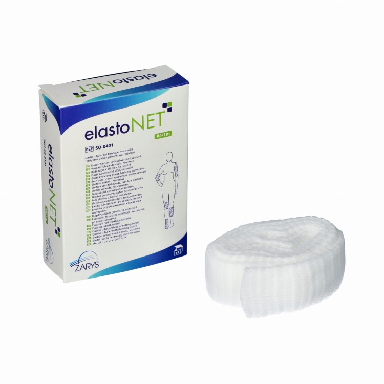 Elastyczna siatka opatrunkowa elastoNET – niejałowa, oddychająca, wygodna, Rozmiar 4 /1m