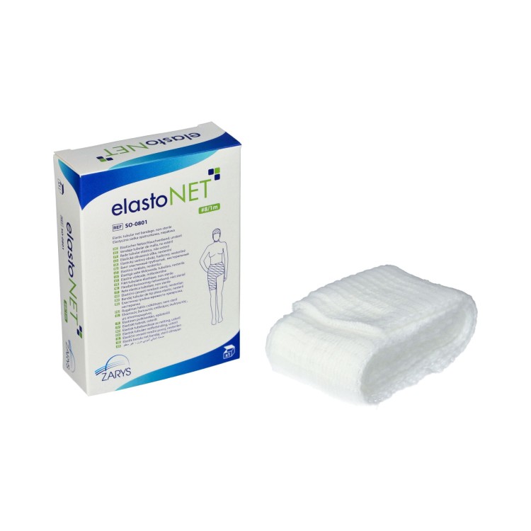 Elastyczna siatka opatrunkowa elastoNET – niejałowa, oddychająca, wygodna, Rozmiar 8 /1m