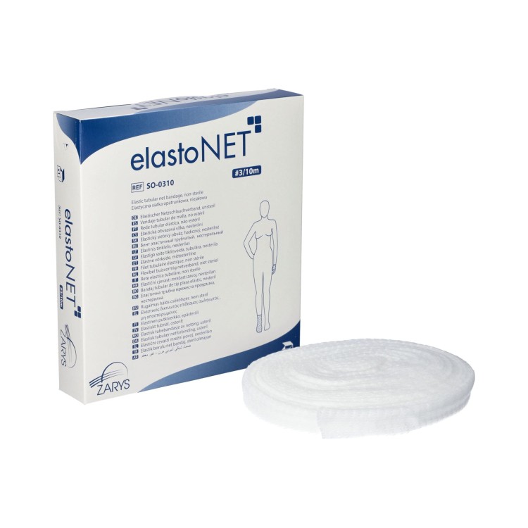 Elastyczna siatka opatrunkowa elastoNET – niejałowa, oddychająca, wygodna, Rozmiar 3 /10m