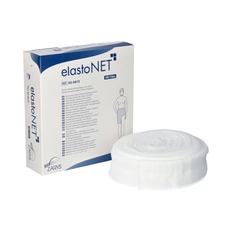 Elastyczna siatka opatrunkowa elastoNET – niejałowa, oddychająca, wygodna, Rozmiar 8 /10m