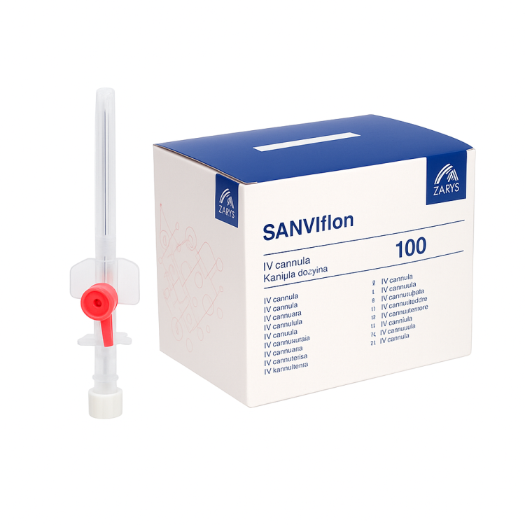 Kaniule dożylne SANVIflon – sterylne, bez ftalanów, 100 szt rozmiar 1,1 mm x 32 mm (20G - różowy)