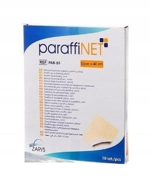 Opatrunki gazowe paraffiNET – nasączone parafiną, sterylne rozmiar 10 cm x 40 cm