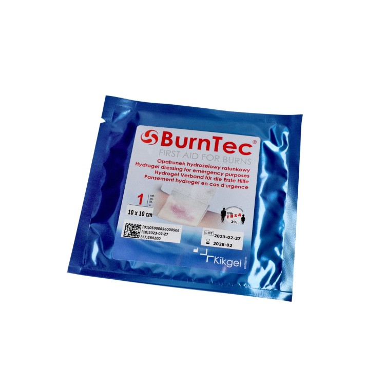 Opatrunek hydrożelowy ratunkowy BurnTec – sterylny, rozmiar 10 cm x 10 cm