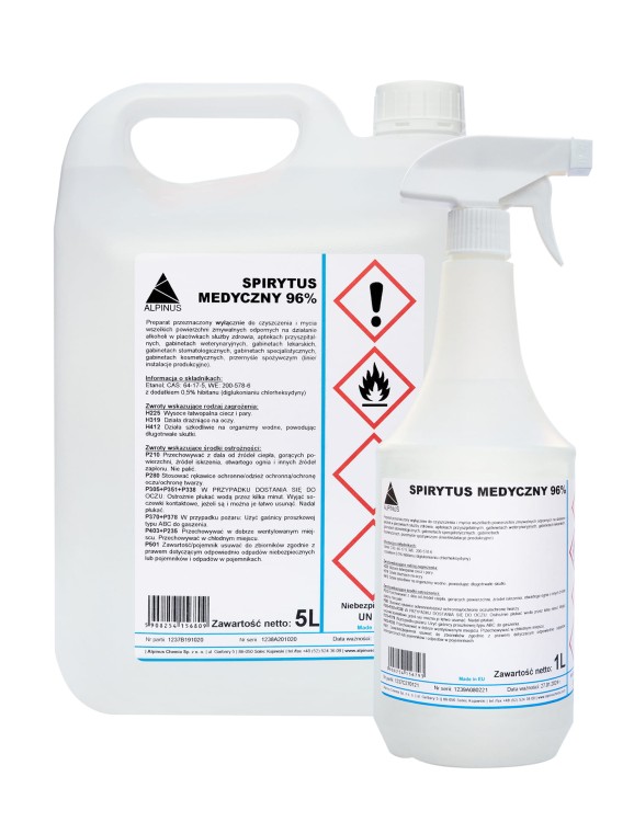 Spirytus medyczny 96% – alkohol etylowy do dezynfekcji i czyszczenia powierzchni, różne pojemności
