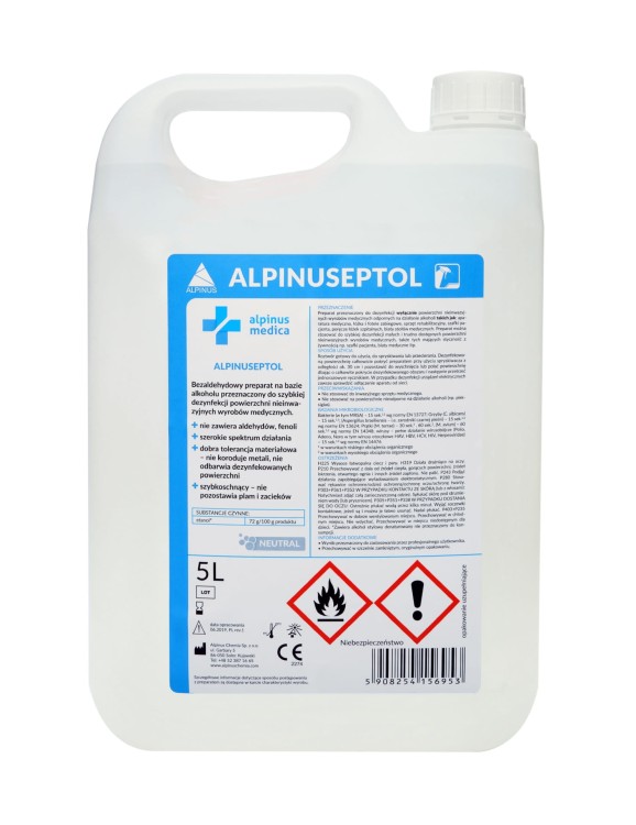 Alpinuseptol Neutral – płyn do dezynfekcji powierzchni wyrobów medycznych, neutralny 5L