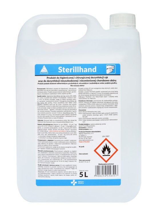 Sterillhand – płyn do higienicznej i chirurgicznej dezynfekcji rąk 5L