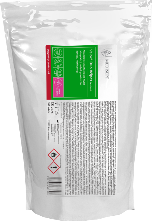 Velox Duo Wipes – chusteczki do dezynfekcji rąk i powierzchni wkład