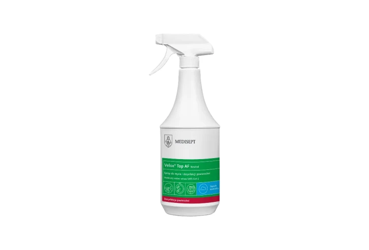 Velox Top AF – płyn do dezynfekcji powierzchni, neutralny 1L + spryskiwacz
