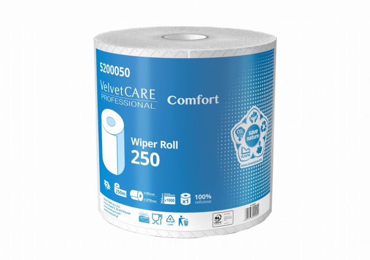 Czyściwo przemysłowe VELVET Comfort – celulozowe, rolka długość 250m