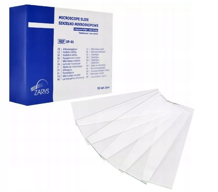 Szkiełka mikroskopowe szlifowane 76 × 26 mm – przezroczyste, 50 szt.