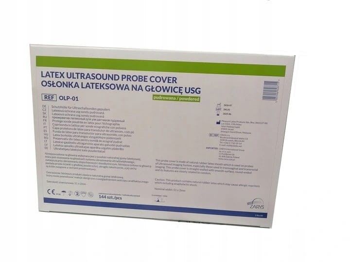 Osłonki lateksowe na głowicę USG – pudrowane, jednorazowe, 144 szt.