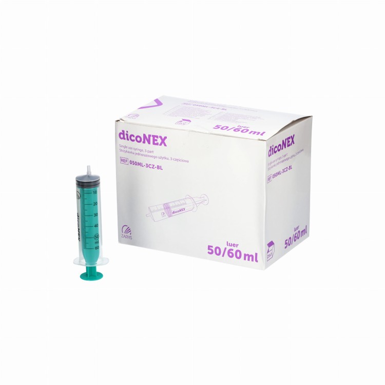 Strzykawki jednorazowe dicoNEX – 3-częściowe, luer, sterylne, bez ftalanów pojemność 50ml