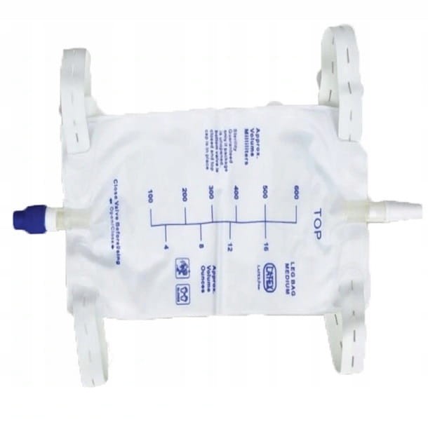 Worek do zbiórki moczu z odpływem – na nogę, elipsa, sterylny