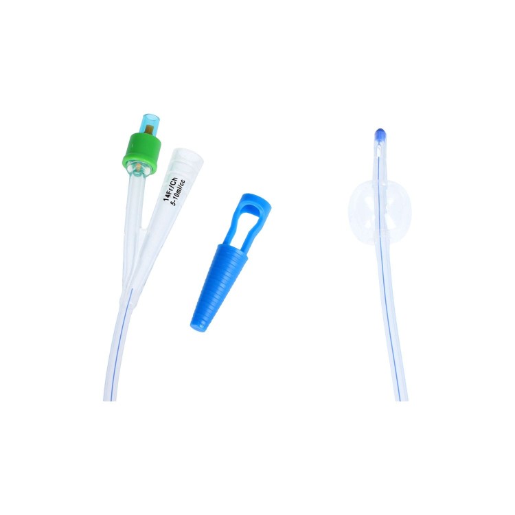 Cewnik Foley dwudrożny z plastikową zastawką, 100% silikon, kontrast RTG, zatyczka SPIGOT rozmiar CH14