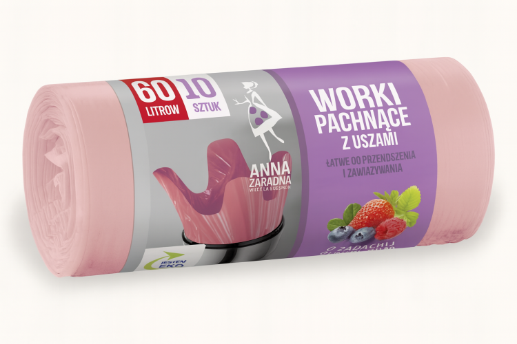 Worki zapachowe Anna Zaradna – owocowe, z uszami, 1 rolka 60L