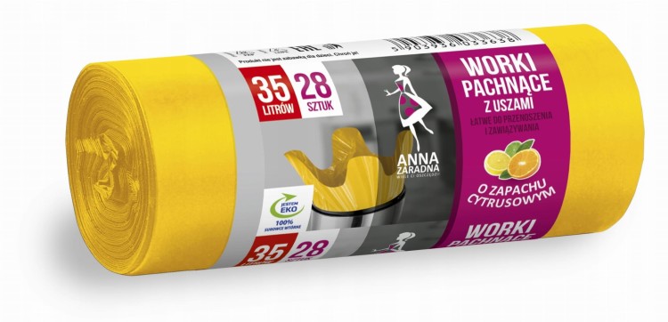 Worki zapachowe Anna Zaradna – cytrusowe, z uszami, 1 rolka 35L