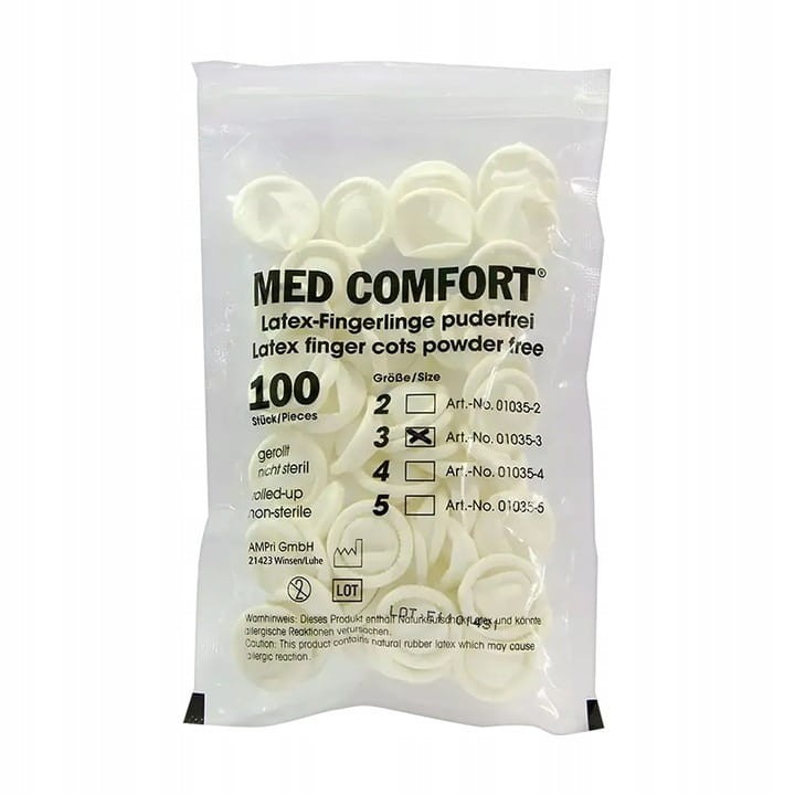 MPRI Med-Comfort lateksowe nakładki na palce, 100 szt.