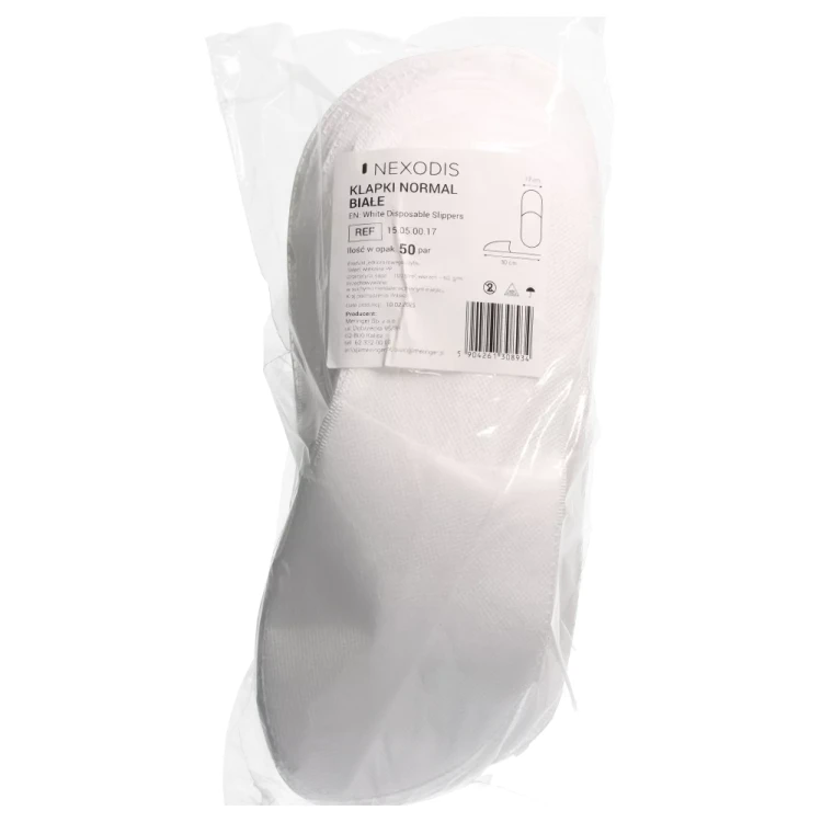 Klapki jednorazowe Nexodis Normal, 50 par kolor biały