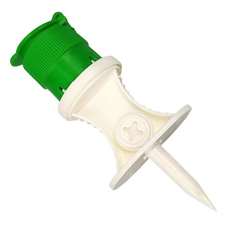 KD-Spike - przyrząd do wielokrotnego pobierania i wstrzykiwania płynów, zielony