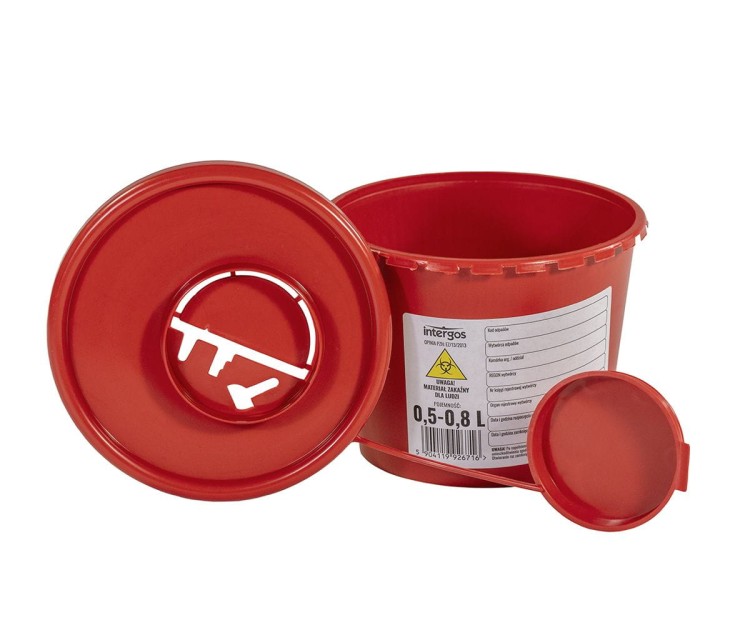 Pojemniki na odpady medyczne INTERGOS - czerwone -0,5-0,07 L