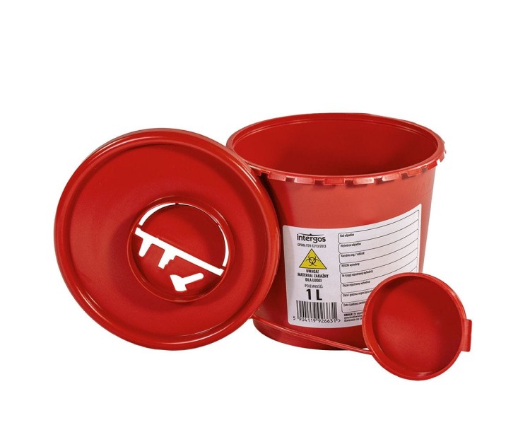 Pojemniki na odpady medyczne INTERGOS - czerwone 1L