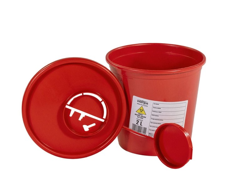 Pojemniki na odpady medyczne INTERGOS - czerwone  2L