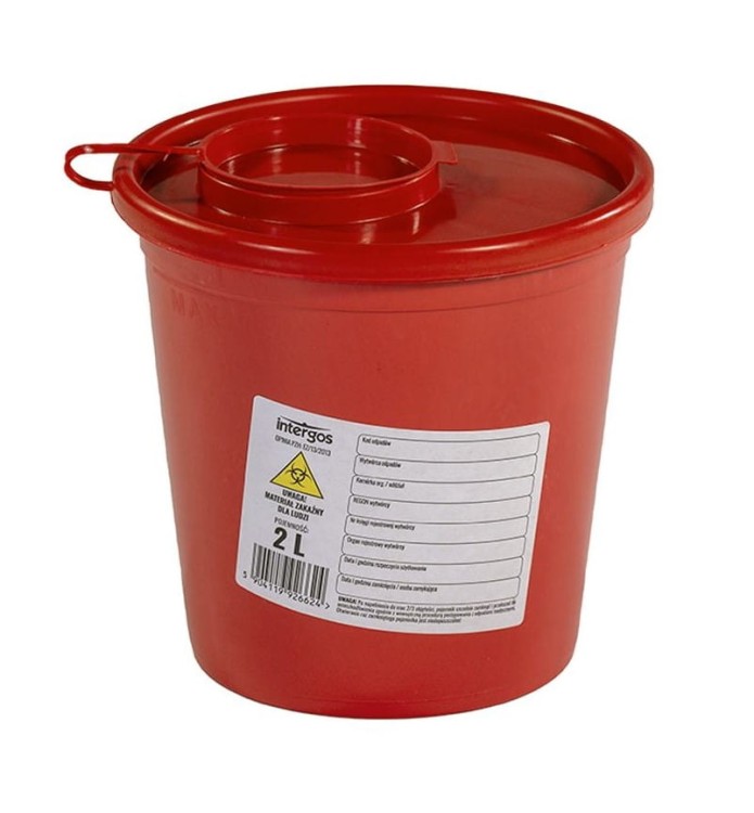 Pojemniki na odpady medyczne INTERGOS - czerwone  2L