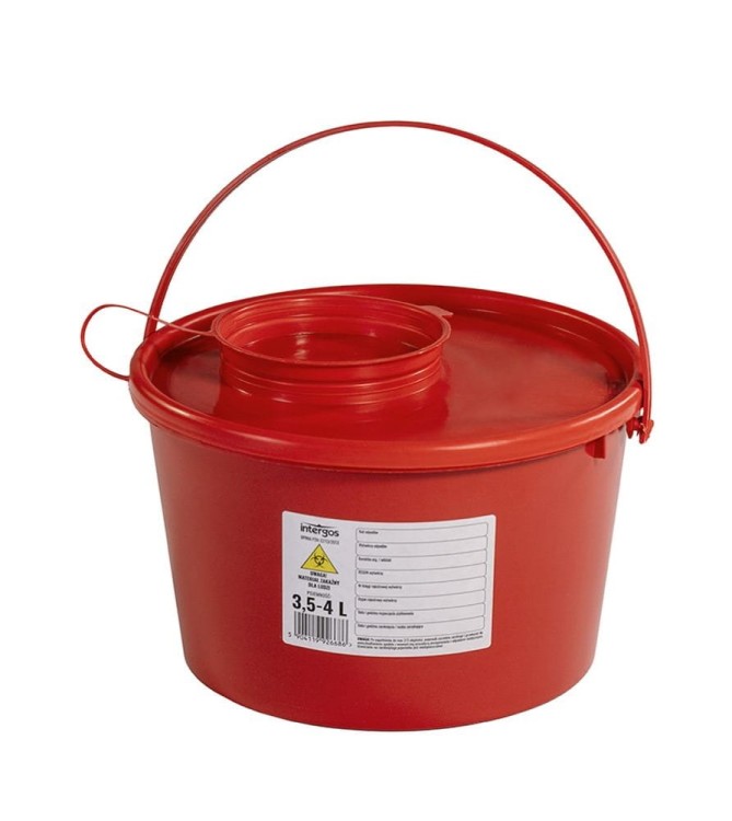 Pojemniki na odpady medyczne INTERGOS - czerwone  3,5L