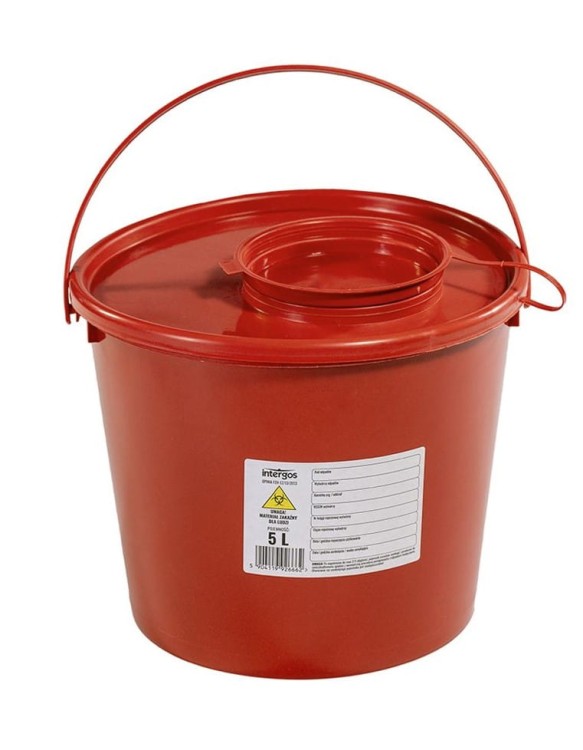 Pojemniki na odpady medyczne INTERGOS - czerwone  5L