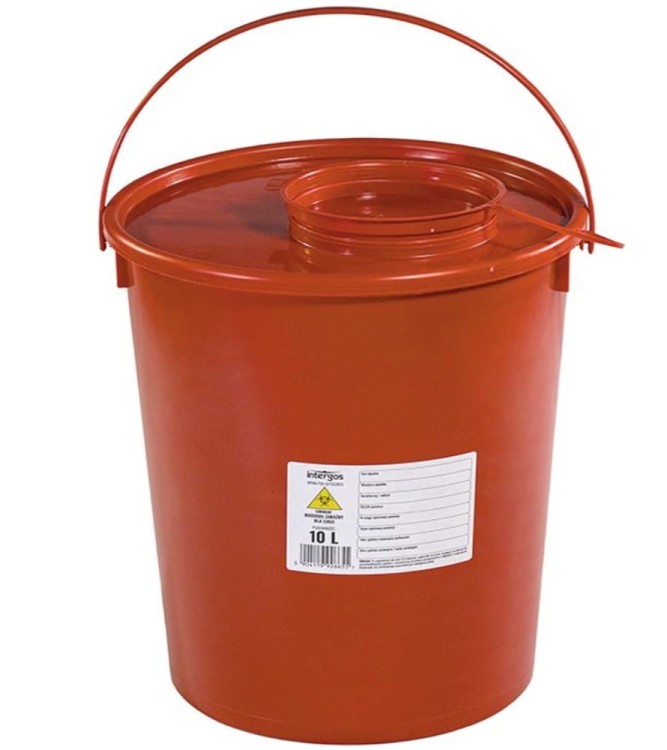 Pojemniki na odpady medyczne INTERGOS - czerwone  10L