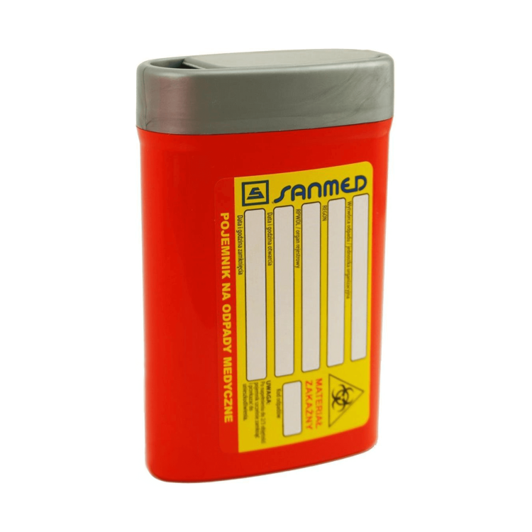 Pojemniki na odpady medyczne INTERGOS - czerwone  0,2L płaski