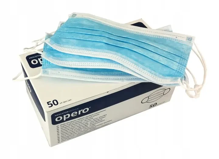 Maski chirurgiczne jednorazowe - z gumkami , 50 szt. niebieskie