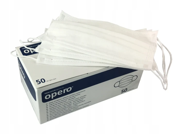 Maski chirurgiczne jednorazowe - z gumkami , 50 szt. - białe,