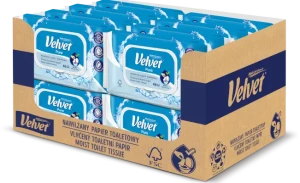 Papier nawilżany Velvet Pure – bez zapachu, bez alkoholu, 48 szt. Karton zbiorczy
