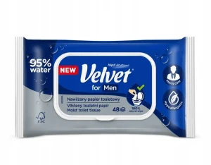 Papier nawilżany Velvet for Men – odświeżający, do skóry wrażliwej, 48 szt.