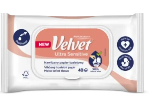Papier nawilżany Velvet Ultra Sensitive – dla skóry wrażliwej i alergicznej, 48 szt.