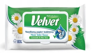 Papier nawilżany Velvet Camomile &amp; Aloe Vera – z ekstraktami z rumianku i aloesu, 48 szt.